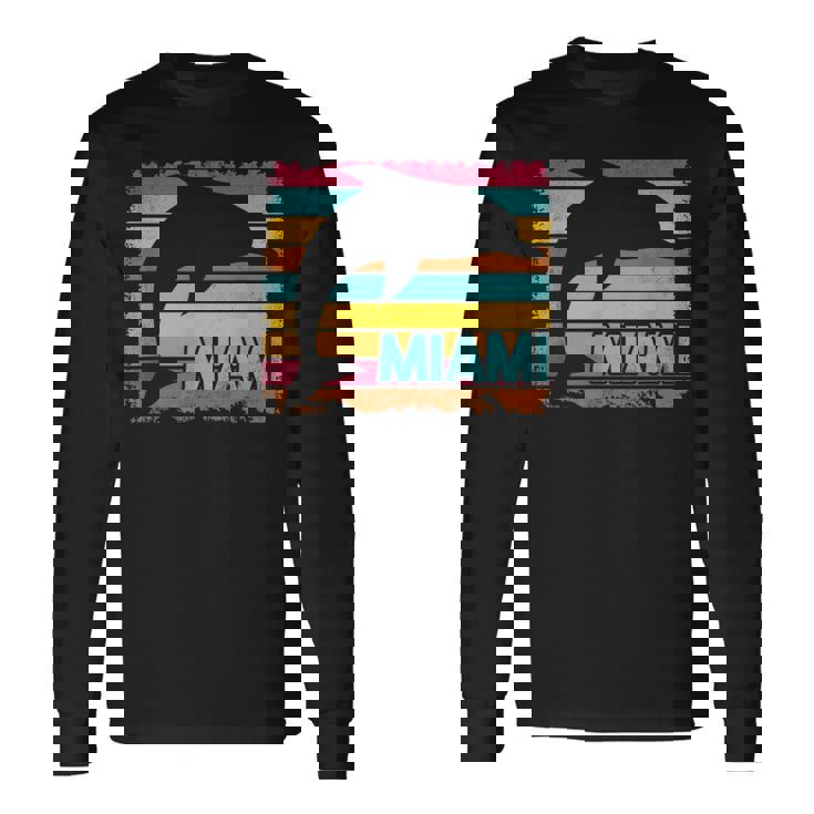 Miami Resident Vintage Dolphin Silhouette Souvenir Long Sleeve T-Shirt