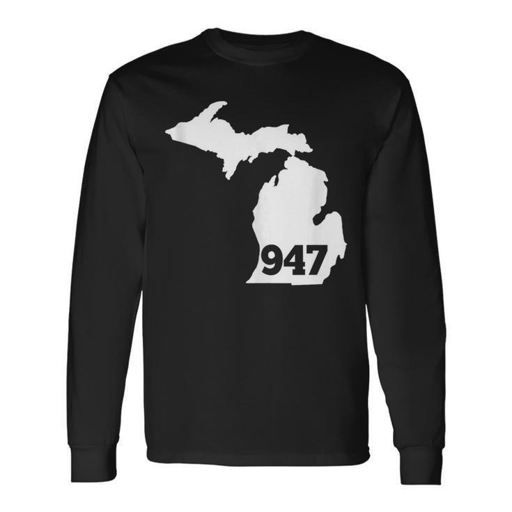 Michigan 947 Area Code Long Sleeve T-Shirt