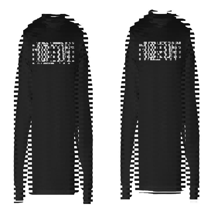 Middletown Vintage White Script Apparel Long Sleeve T-Shirt