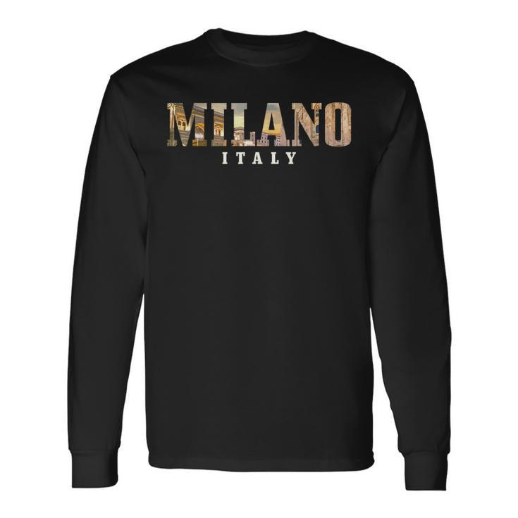Milano Italia Skyline Italy Italian Souvenir Vintage Long Sleeve