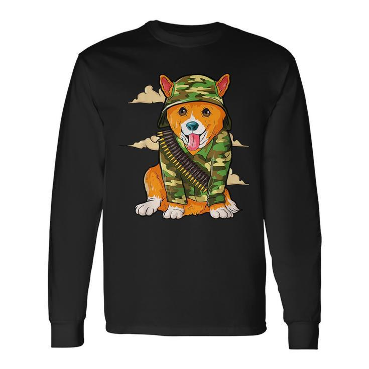 Military Corgi Dog Camo Camouflage Long Sleeve T-Shirt T-Shirt