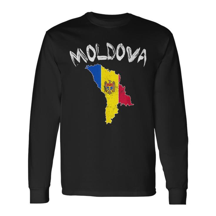 Moldova Moldavian Republika Moldovan National Flags Balkan Long Sleeve T-Shirt