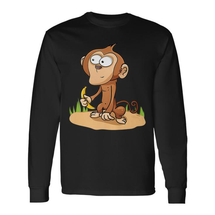 Monkey Grivet Rhesus Macaque Crab-Eating Macaque Long Sleeve T-Shirt