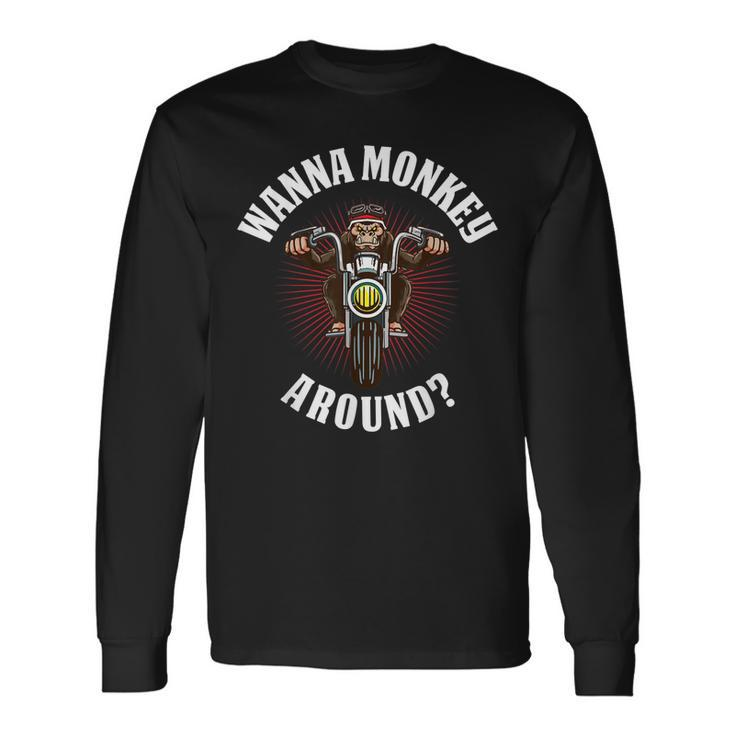 Monkey Motorcycle Long Sleeve T-Shirt