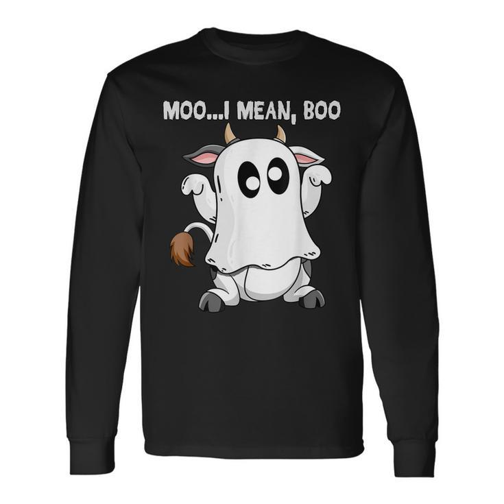 Moo I Mean Boo Cow Costume Halloween N Girl Long Sleeve T-Shirt T-Shirt