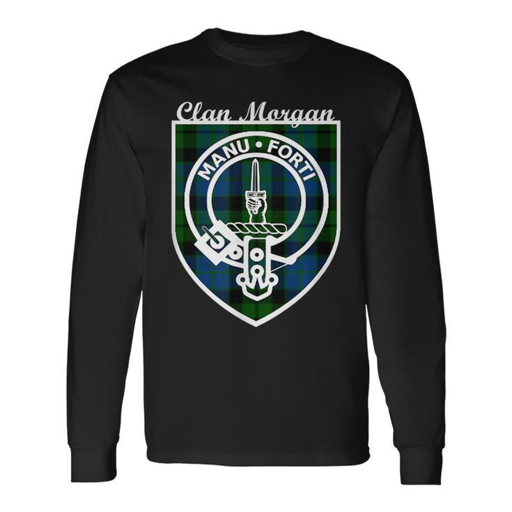 Morgan Surname Last Name Scottish Clan Tartan Badge Crest Last Name Long Sleeve T-Shirt T-Shirt