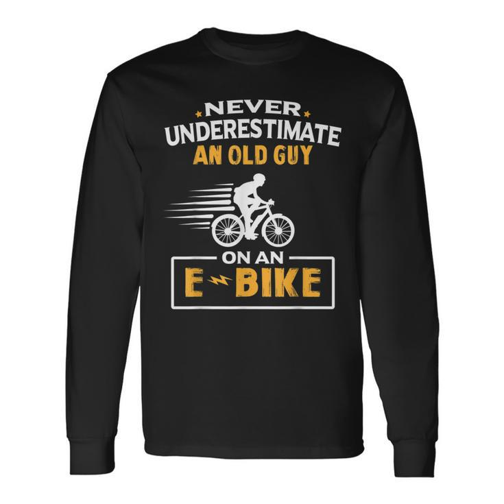 Mountain Bike Ebike Biker Dad Cyclist Ebike Bicycle Long Sleeve T-Shirt Gifts ideas