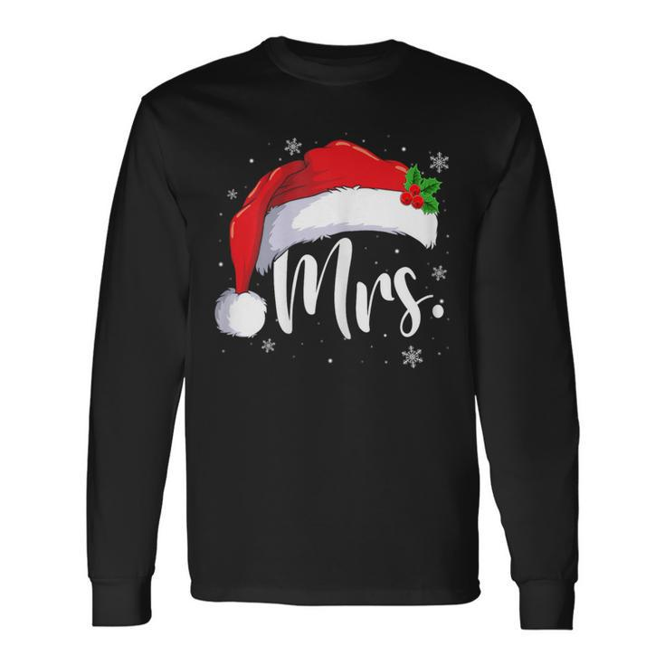 Mr Mrs Claus Christmas Couples Matching His And Her Pajamas Long Sleeve T-Shirt Gifts ideas