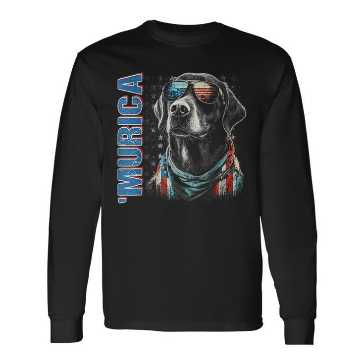 Murica Patriotic Labrador Retriever 4Th Of July Dog Long Sleeve T-Shirt