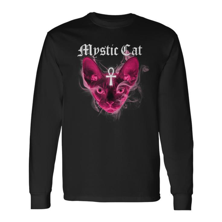 Mystic Kitty Red Smoke Scary Creepy Long Sleeve T-Shirt T-Shirt
