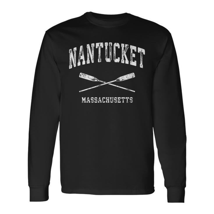 Nantucket Massachusetts Vintage Nautical Crossed Oars Long Sleeve T-Shirt