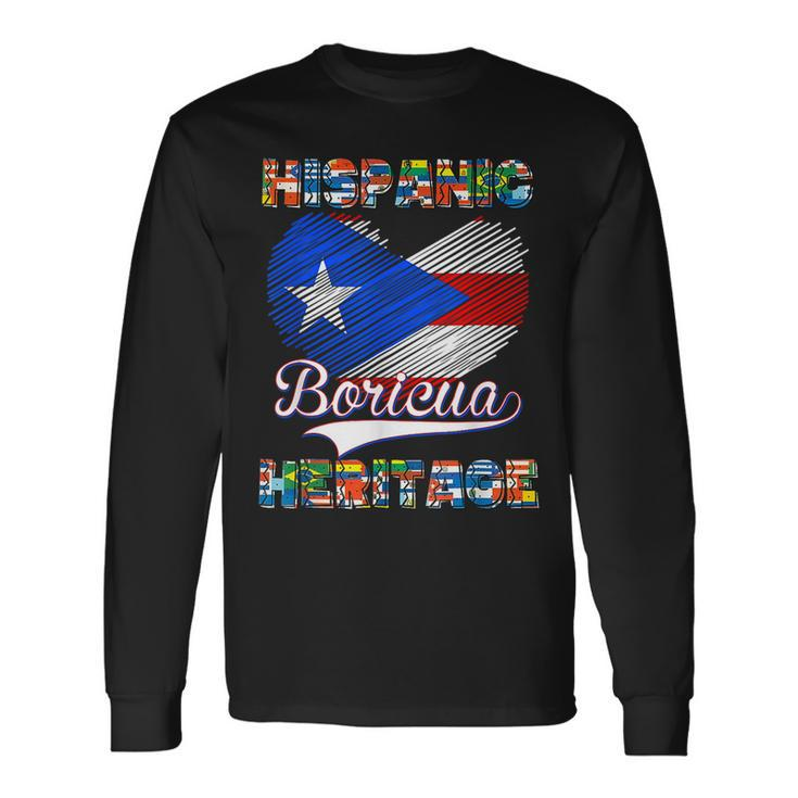 National Hispanic Heritage Month Puerto Rico Flag Boricua Long Sleeve