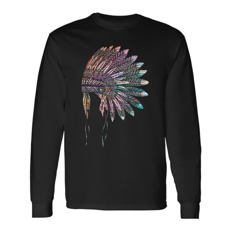 Native American Heritage Headdress Feathers Native American Long Sleeve T-Shirt
