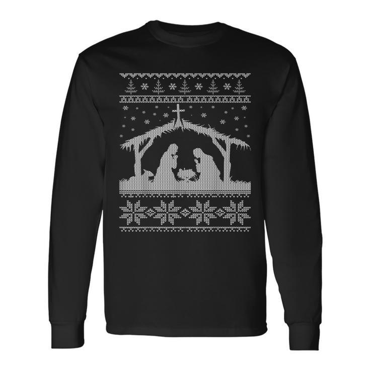 Nativity Scene Ugly Christmas Sweater Long Sleeve T-Shirt