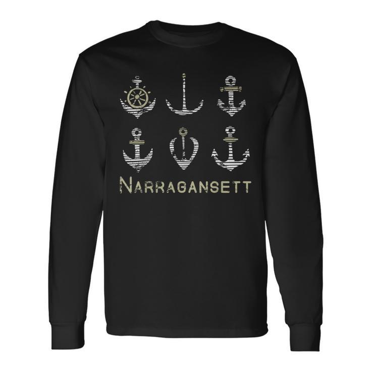 Nautical Anchor Boating Narragansett Long Sleeve T-Shirt T-Shirt