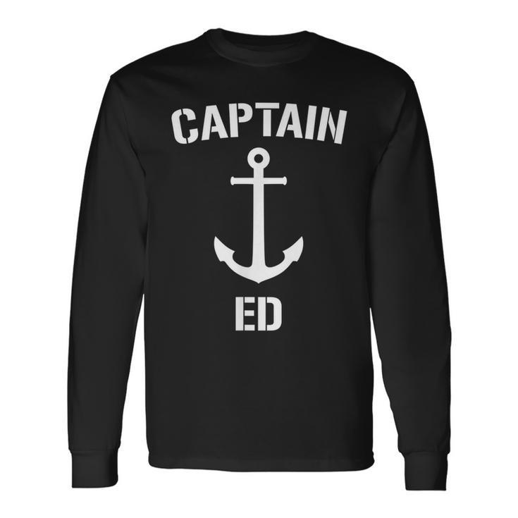Nautical Captain Ed Personalized Boat Anchor Long Sleeve T-Shirt T-Shirt