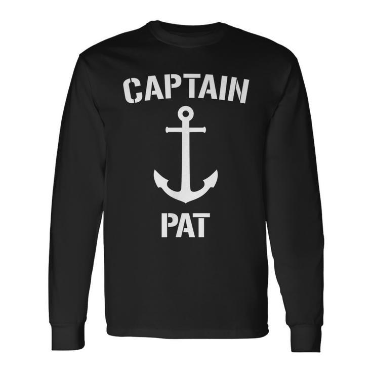 Nautical Captain Pat Personalized Boat Anchor Long Sleeve T-Shirt T-Shirt