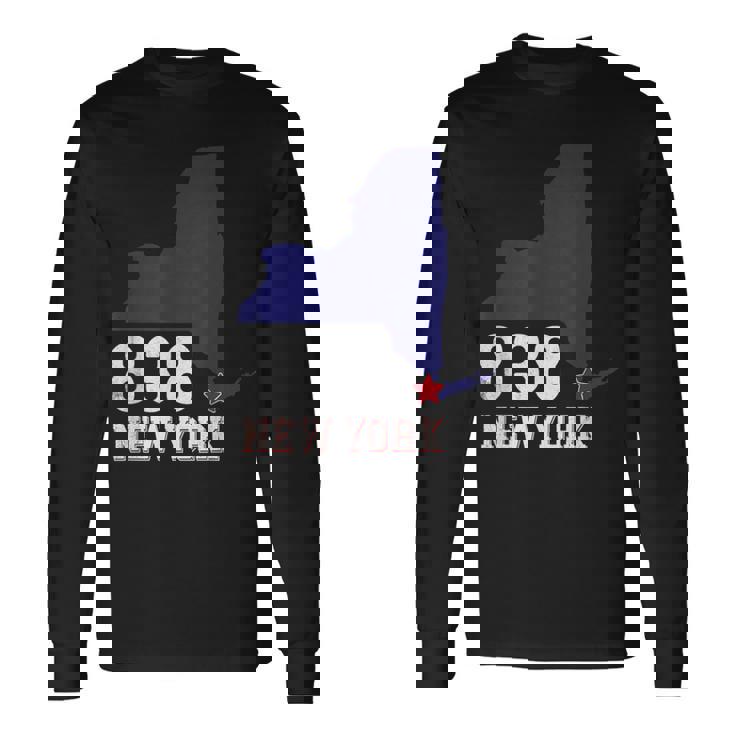 New York Area Code 838 New York Ny Map Long Sleeve T-Shirt