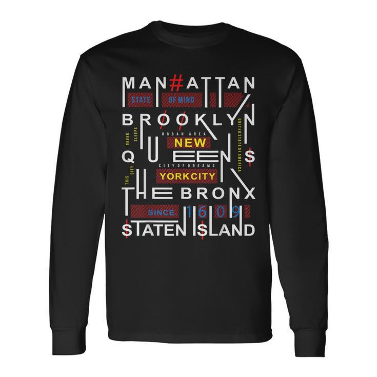 New York City Big Apple Bronx Queens Manhattan Staten Island Long Sleeve T-Shirt