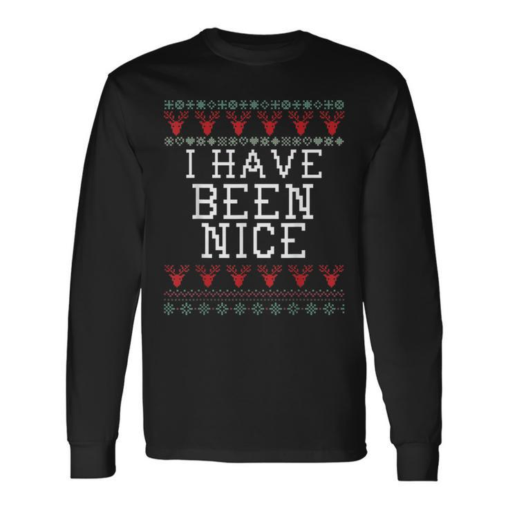 Nice Holiday Ugly Christmas Sweater Long Sleeve T-Shirt