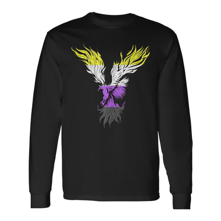 Nonbinary Flag Phoenix Bird Nonbinary Pride Genderqueer Lgbt Long Sleeve T-Shirt T-Shirt