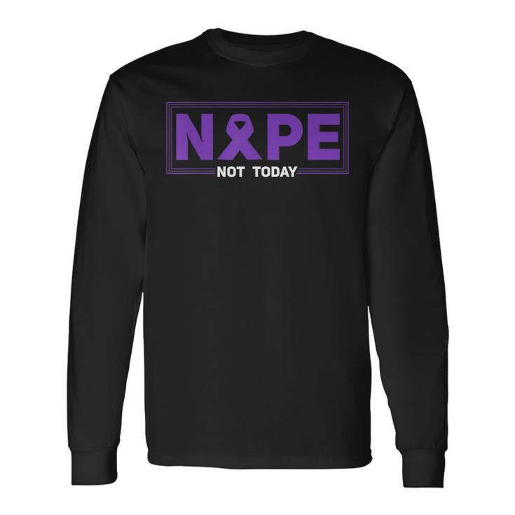 Nope Not Today Hodgkins Lymphoma Survivor Purple Ribbon Long Sleeve T-Shirt T-Shirt