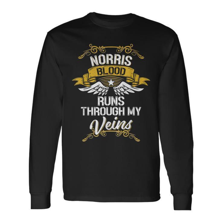 Norris Blood Runs Through My Veins Long Sleeve T-Shirt Gifts ideas