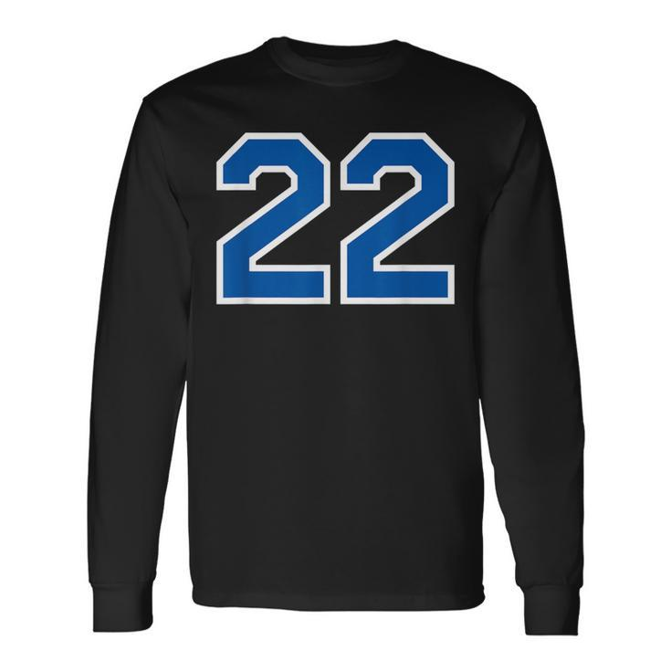 Number 22 Sports White Blue Lucky Number Long Sleeve T-Shirt