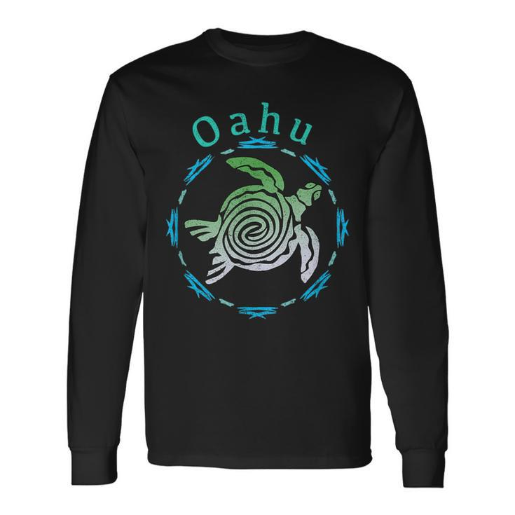 Oahu Vintage Tribal Turtle Long Sleeve T-Shirt