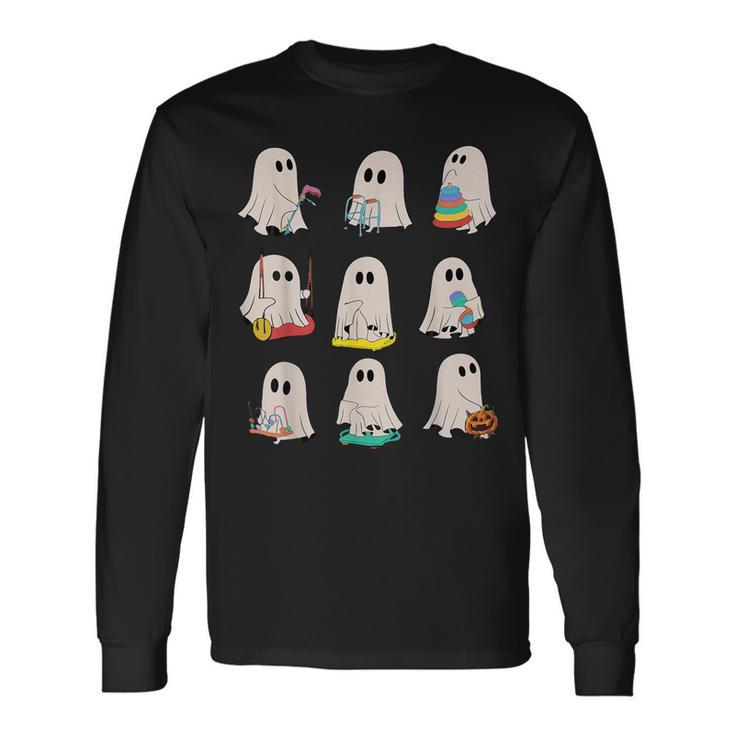 Occupational Therapy Halloween Ot Ghost Boo Speech Therapy Long Sleeve T-Shirt