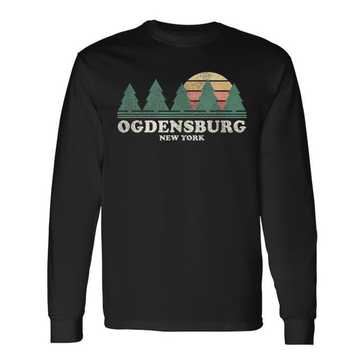 Ogdensburg Ny Vintage Throwback Retro 70S Long Sleeve T-Shirt