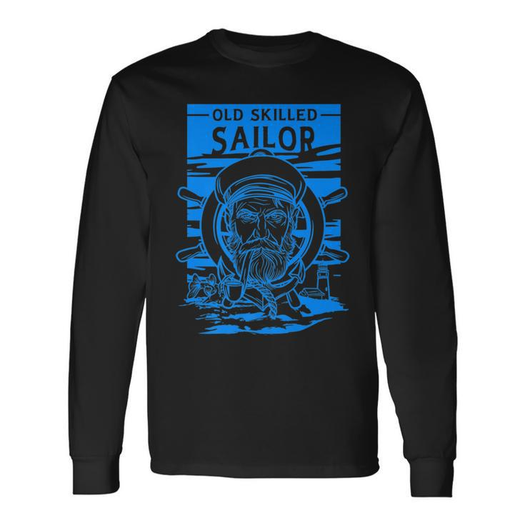 Old Skilled Sailor Captain Illustration Anchor Wheel Long Sleeve T-Shirt T-Shirt
