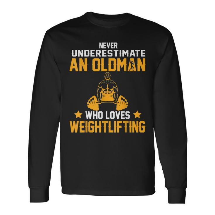 Oldman Weight Lifting dy Who Loves The Gym Weight Lifting Long Sleeve T-Shirt T-Shirt