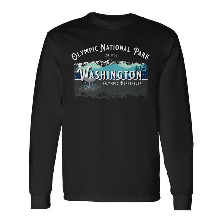 Olympic National Park Washington Hiking Camping Whales Long Sleeve T-Shirt