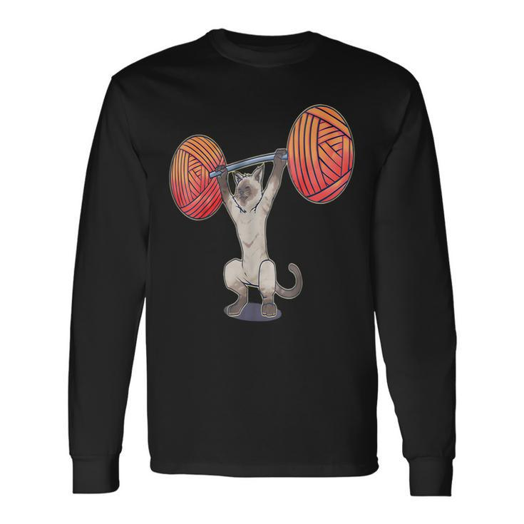Olympic Snatch Siamese Cat Weightlifting Bodybuilding Muscle Long Sleeve T-Shirt