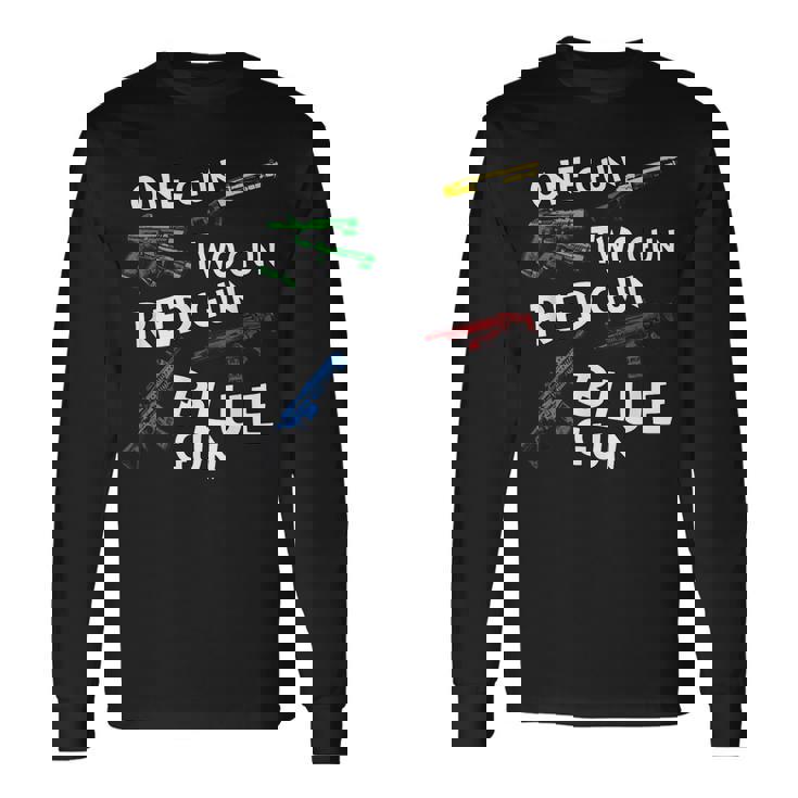 Oneguntwogunredgunbluegun Long Sleeve T-Shirt