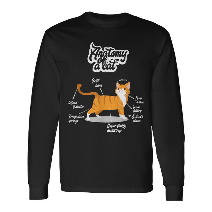 Orange Tabby Cat Anatomy Of A Cat Cute Present Long Sleeve T-Shirt