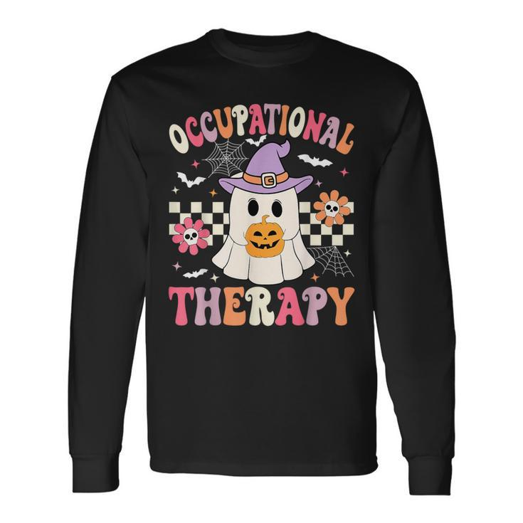 Ot Occupational Therapy Halloween Retro Ghost Ot Halloween Long Sleeve T-Shirt