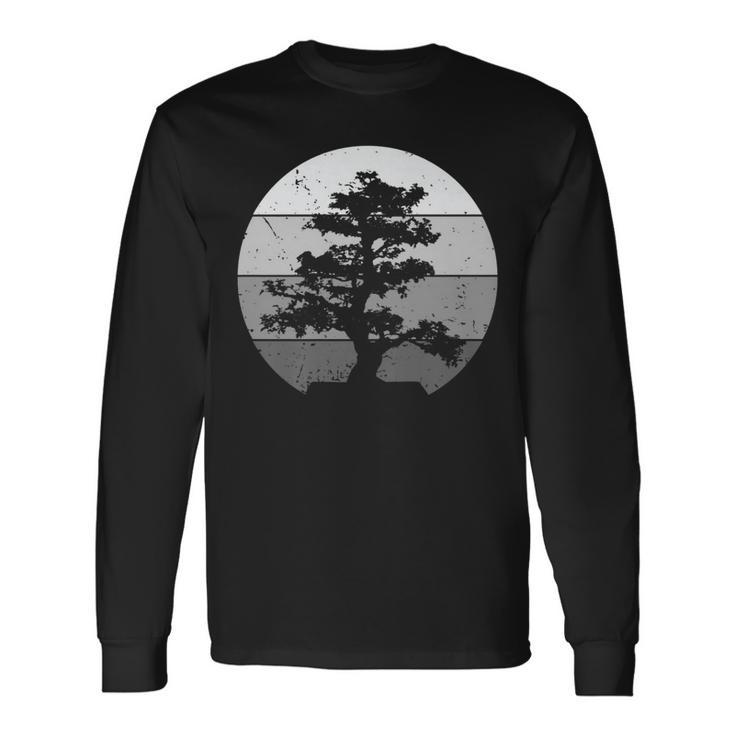 Pacific Ocean Beach Bonsai Tree Sun Retro Vintage Bonsai Tree Long Sleeve T-Shirt T-Shirt