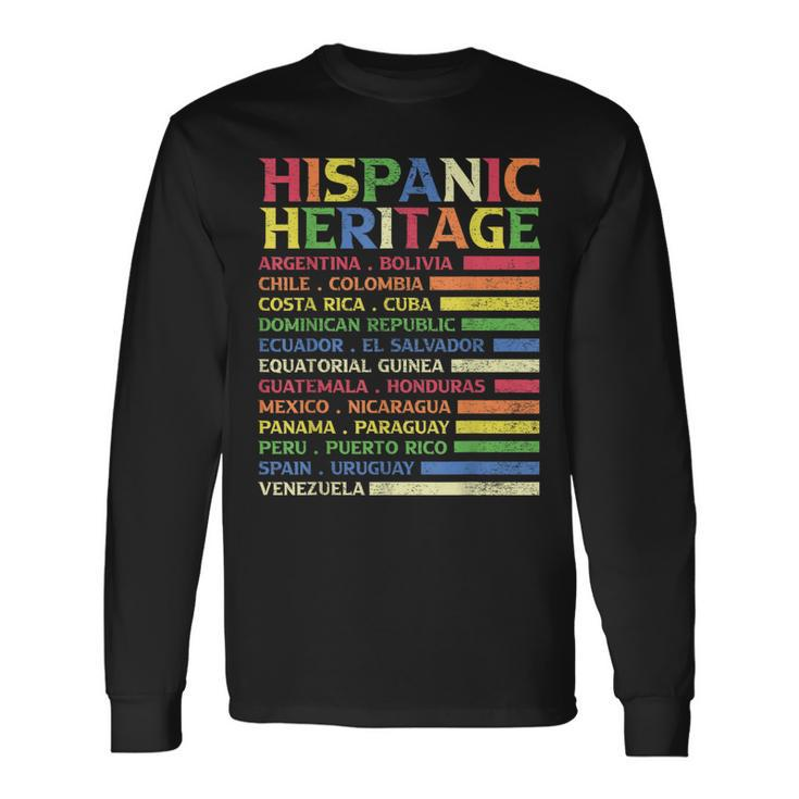 Hispanic Heritage Month 2023 National Latino Countries Flag Long Sleeve