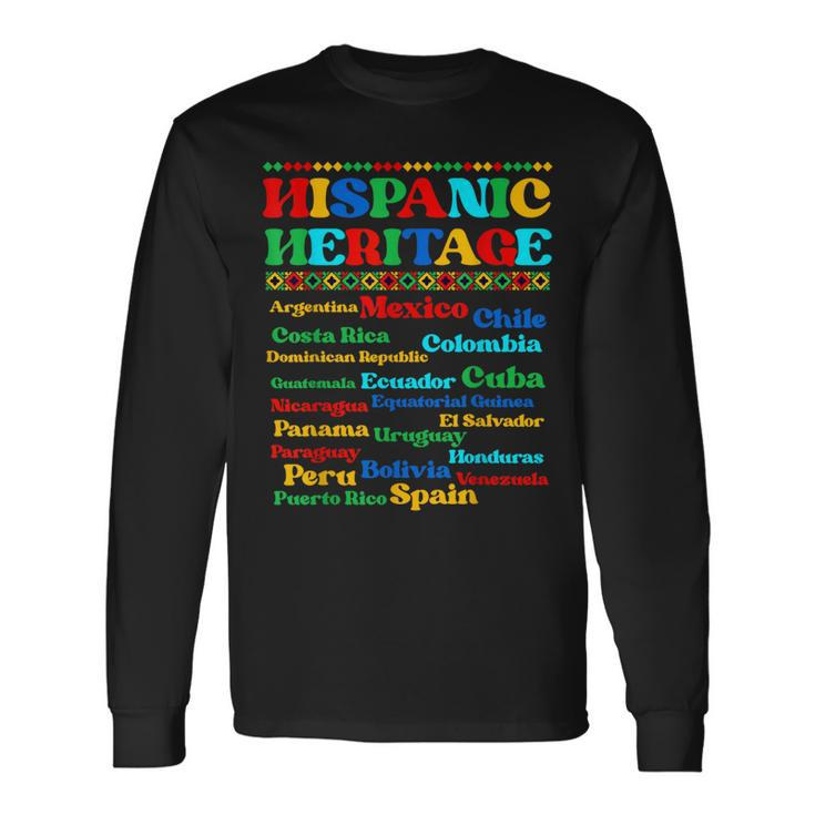 Hispanic Heritage Month 2023 National Latino Countries Flag Long Sleeve T-Shirt
