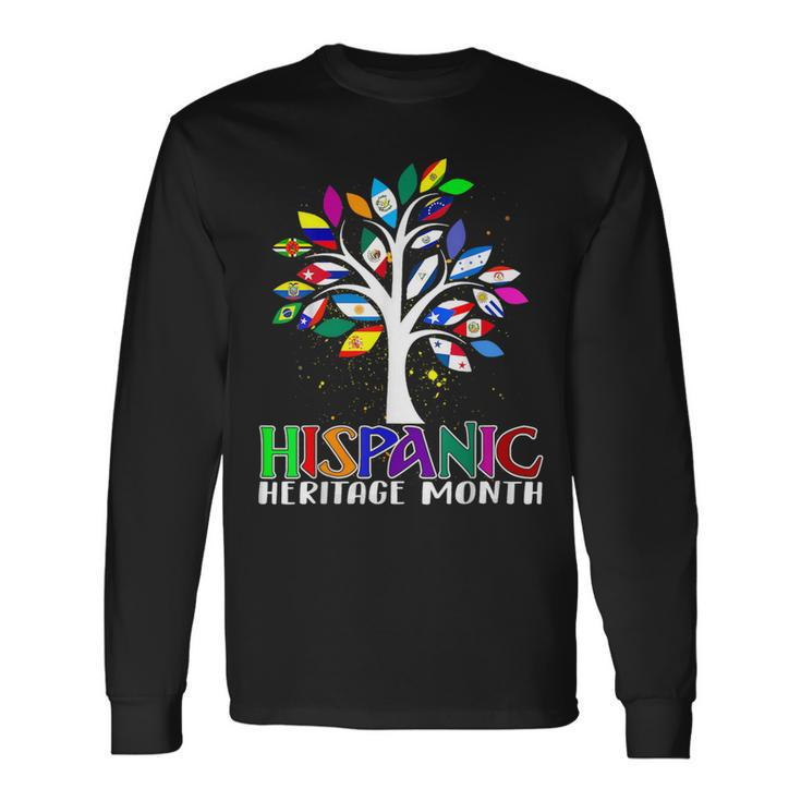 Hispanic Heritage Month Latino Tree Flags All Countries Long Sleeve T-Shirt