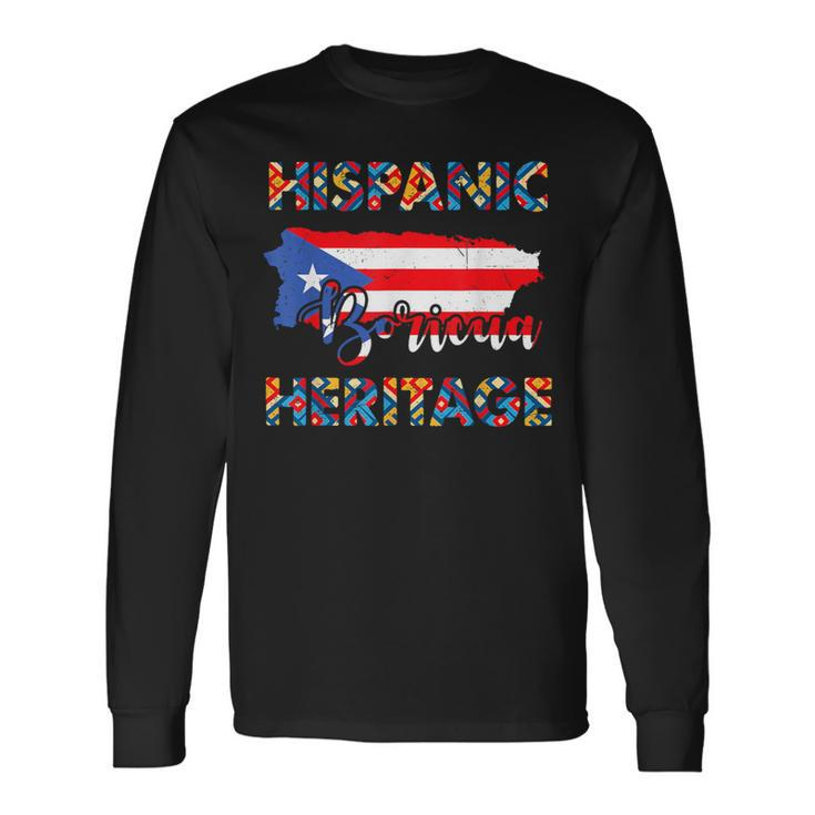 Hispanic Heritage Month Puerto Rico Boricua Rican Flag Long Sleeve T-Shirt