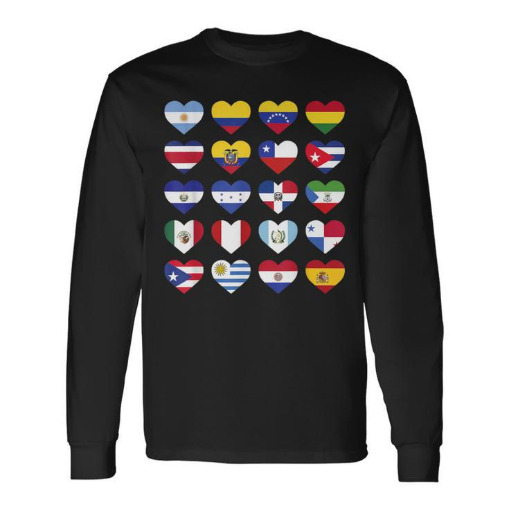 Hispanic Heritage Month Spanish-Speaking Countries Flags Long Sleeve T-Shirt