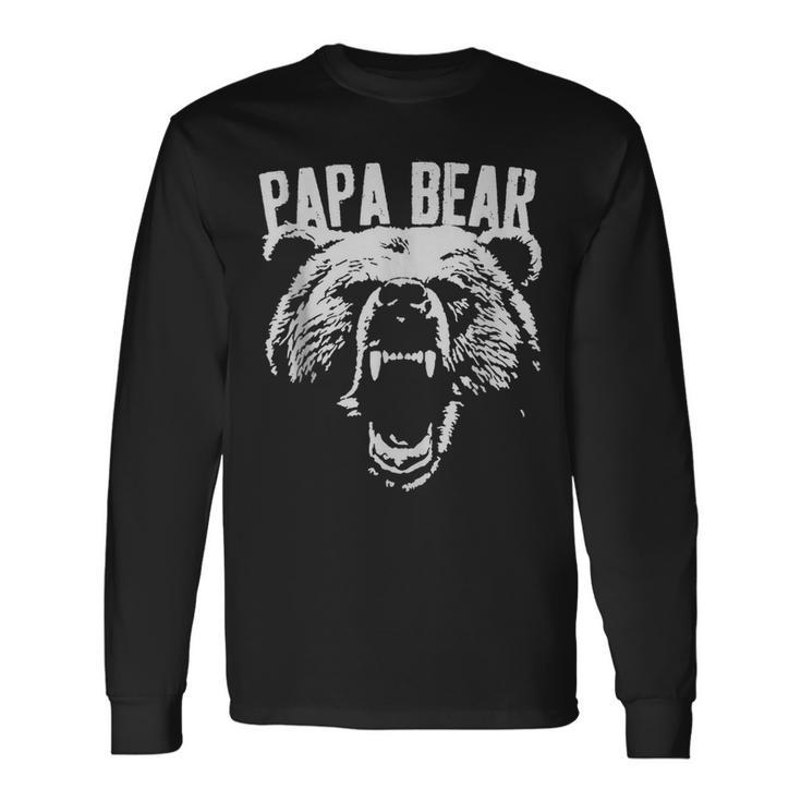 Papa Bear Best Dad Fathers Day Father Pop Men Vintage Long Sleeve T-Shirt