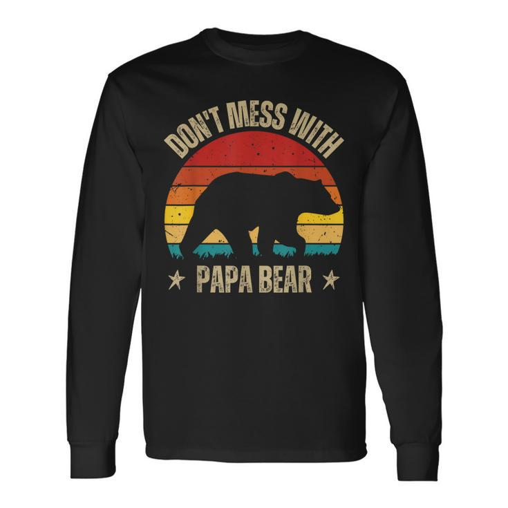 Papa Bear Dont Mess With Papa Bear Retro Long Sleeve T-Shirt T-Shirt
