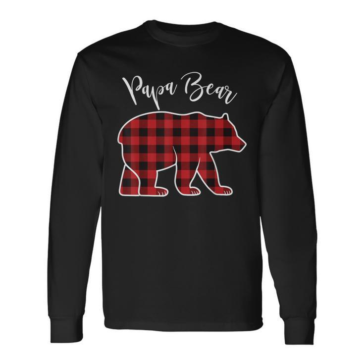 Papa Bear Pajama Red Buffalo Xmas Family Christmas Long Sleeve T-Shirt