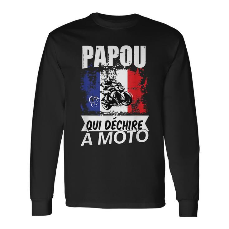 Papou Biker Motorbike Idea For Grandad Long Sleeve T-Shirt T-Shirt