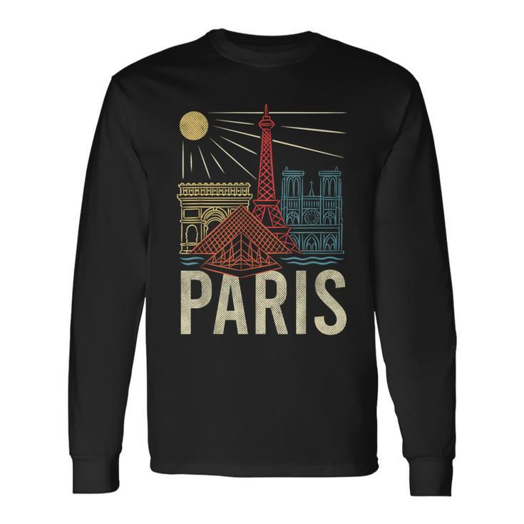 Paris France Paris Vacation Eiffel Tower Paris Souvenir Long Sleeve Gifts ideas