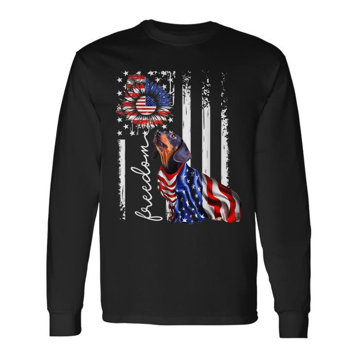 Patriotic 4Th Of July Weiner Dachshund Dog Freedom Long Sleeve T-Shirt
